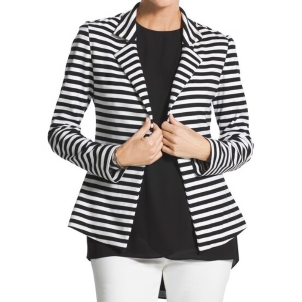 Chico's Striped Blazer Jacket Large Size 12 14